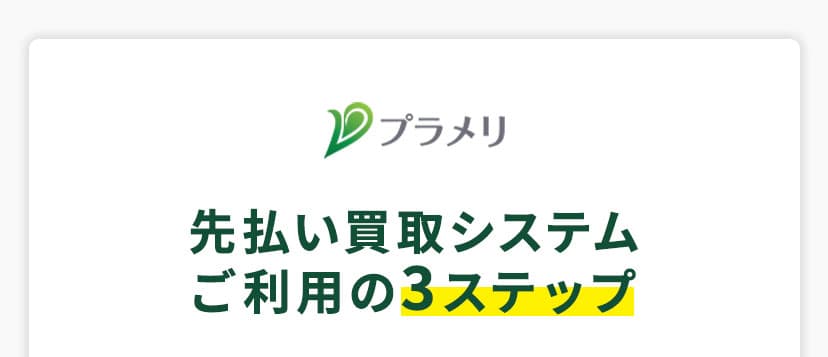 先払い買取システムご利用の３ステップ